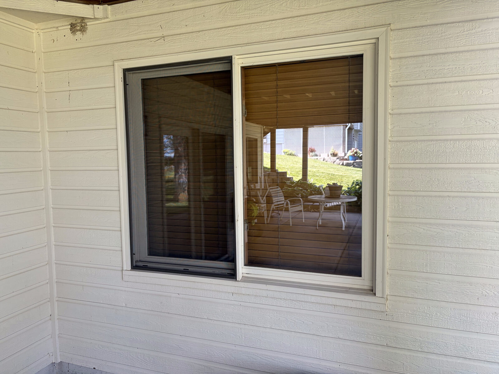 Sparkling clean windows with a view of the backyard